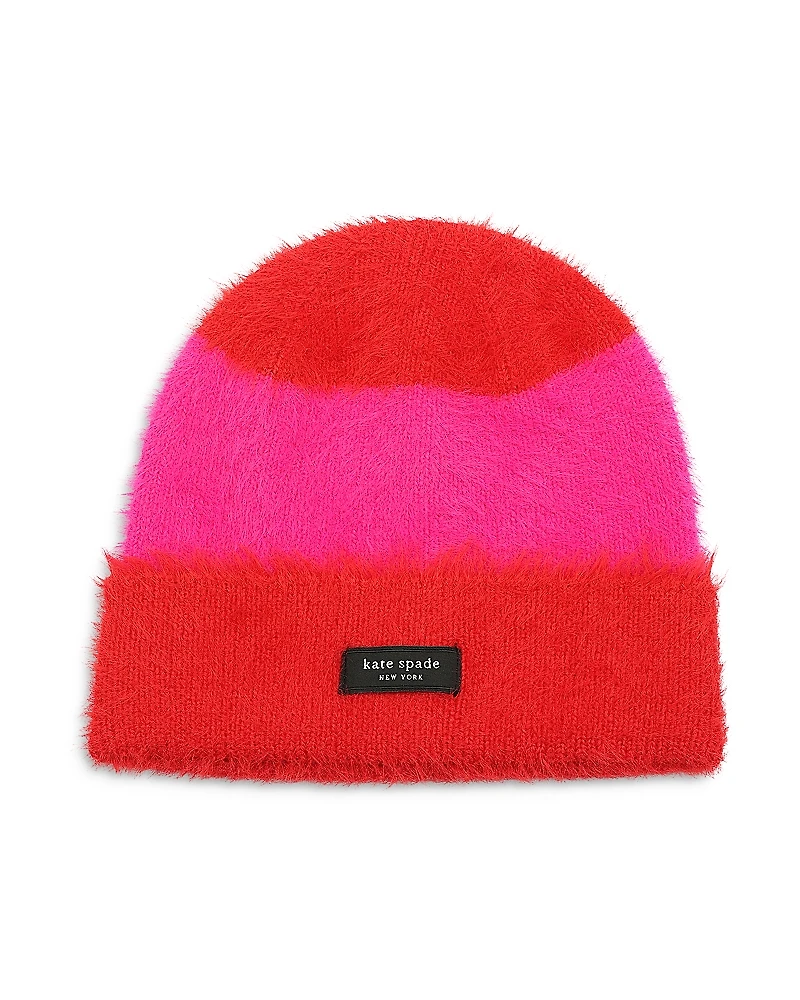 kate spade new york Awning Stripe Fuzzy Beanie