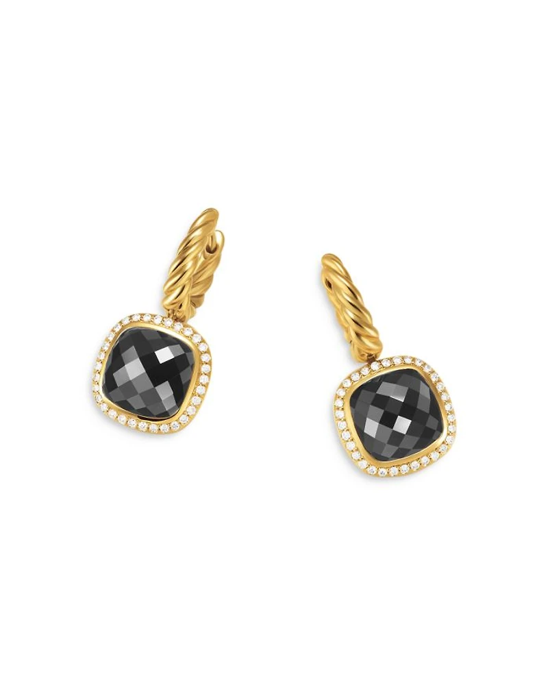 Albion® Drop Earrings in 18K Yellow Gold with Diamonds, 10mm