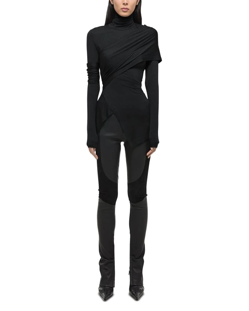 Asymmetric Draped Turtleneck Top
