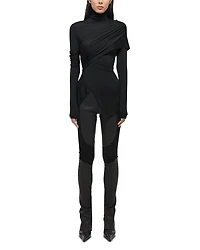 Asymmetric Draped Turtleneck Top