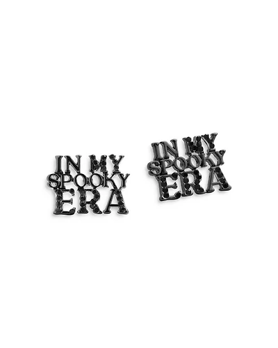 Spooky Era Pavé Text Stud Earrings in Black Tone
