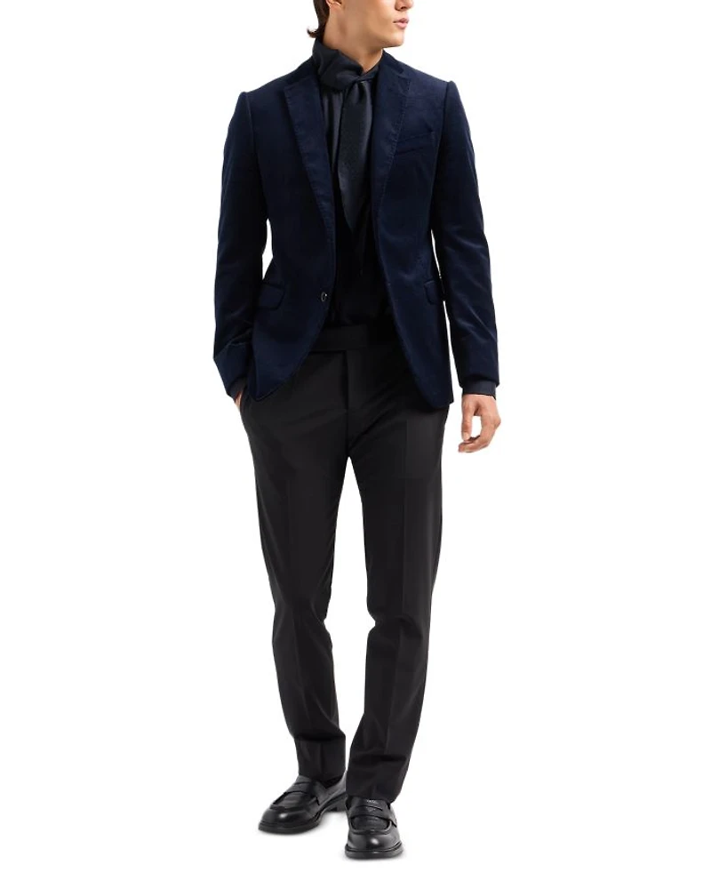 Cotton Velvet Check Slim Fit Blazer