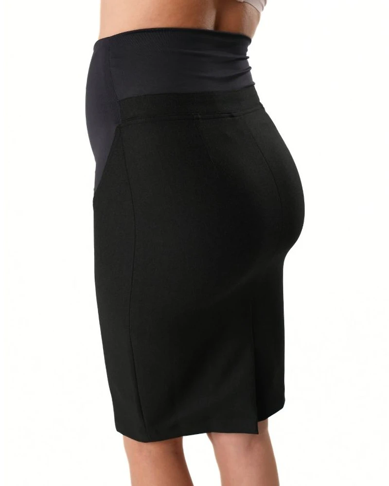 Women's Knee Length Maternity Pencil Skirt with Stretch Bump Panel Italian Suiting Fabric