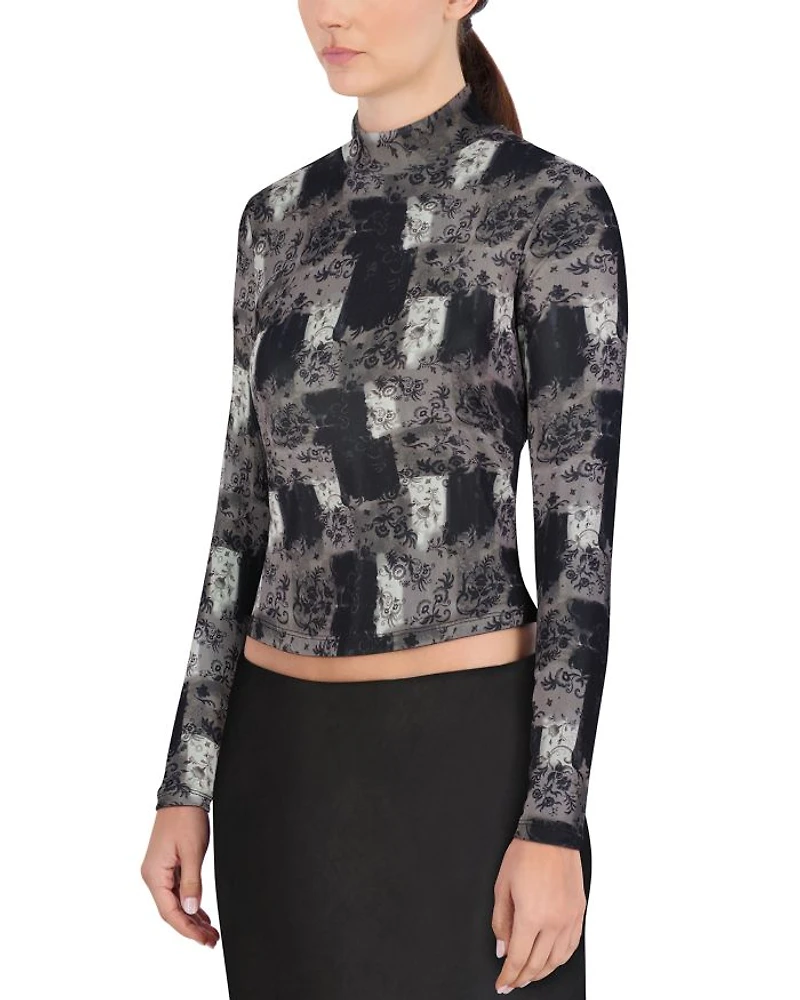 Mesh Mock Neck Top