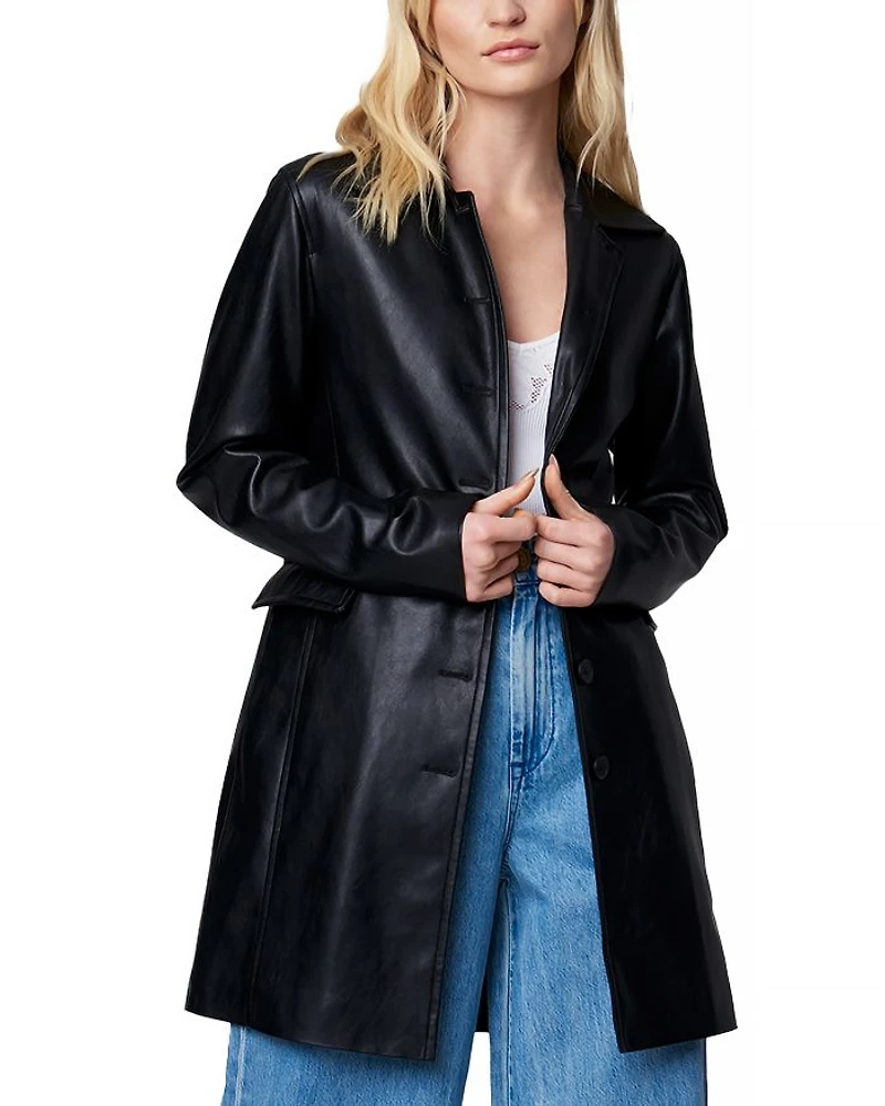 Faux Leather Trench Coat