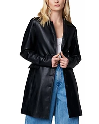 Faux Leather Trench Coat