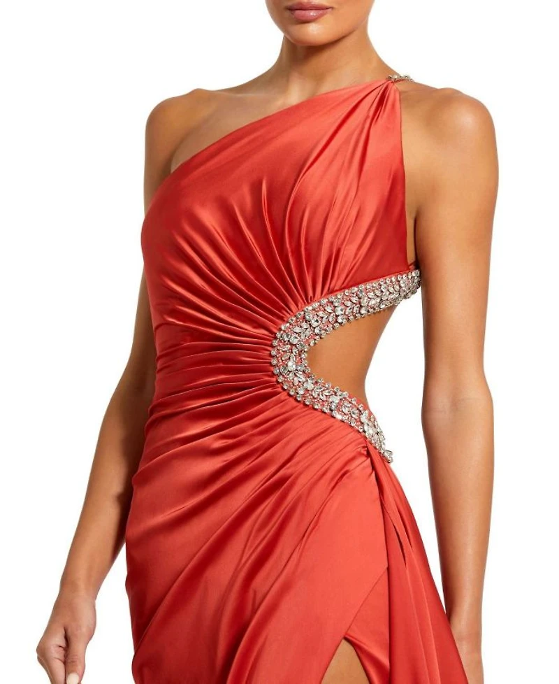 Jewel Embellished Side Cut Out Gown