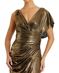 Asymmetrical Draped Trumpet Gown