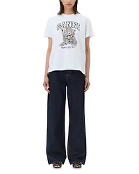 White Basic Jersey Leopard Relaxed Tee