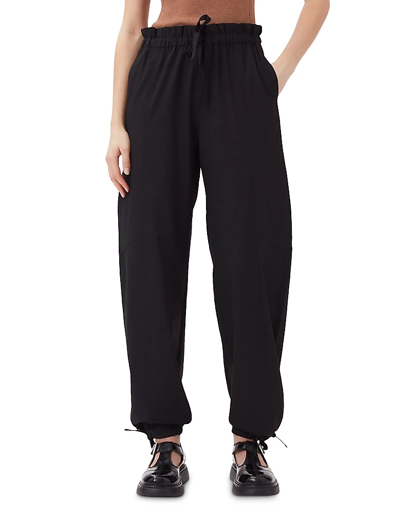 Ganni Black Drapey Melange Elasticated Waist Trousers