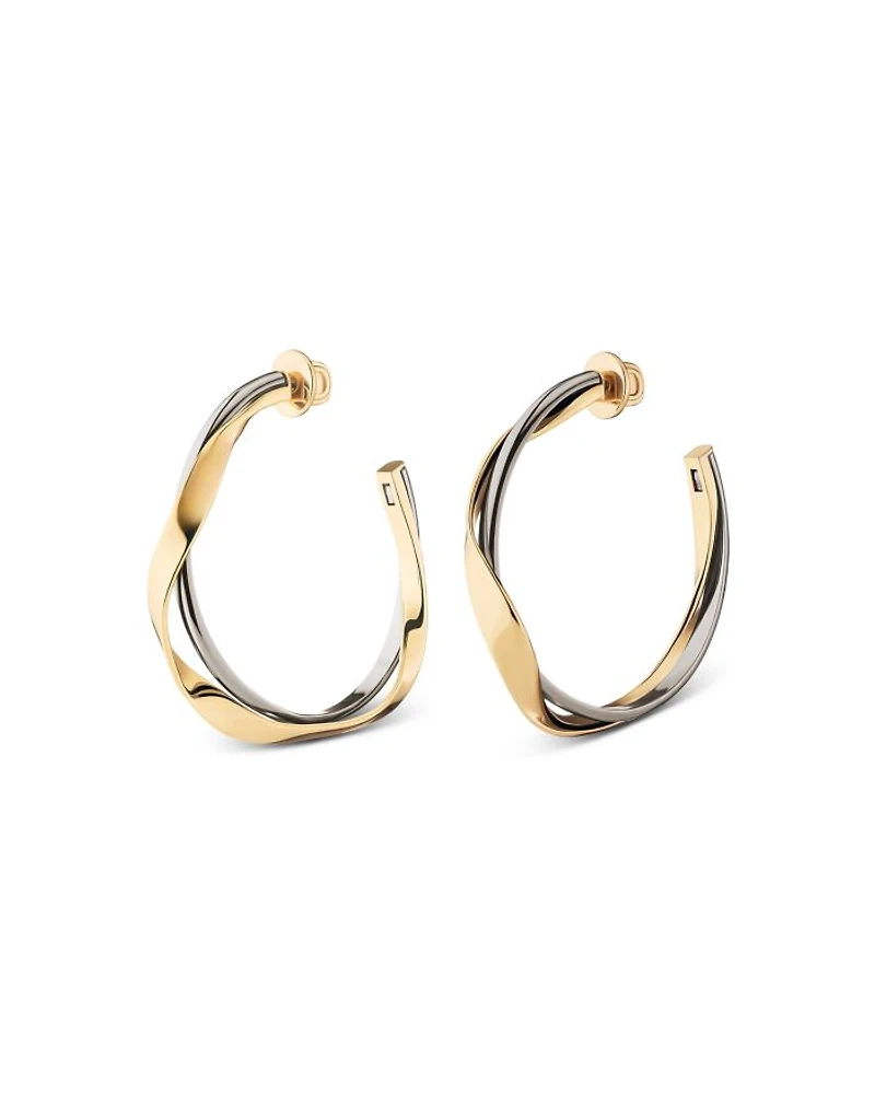 Essie Double Row Hoop Earrings in Rhodium Plated & 12K Gold Plated