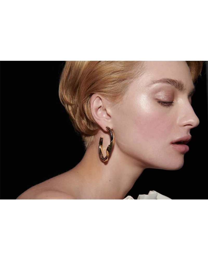 Essie Double Row Hoop Earrings in Rhodium Plated & 12K Gold Plated