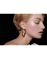 Essie Double Row Hoop Earrings in Rhodium Plated & 12K Gold Plated