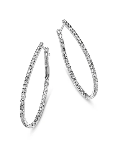 Bloomingdale's Fine Collection Diamond Inside Out Medium Oval Hoop Earrings