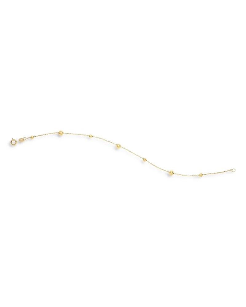 14K Yellow Gold Beaded Station Bracelet