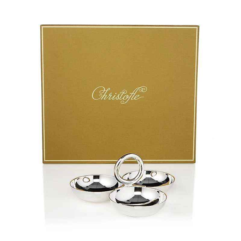 Christofle Vertigo Small 3-Part Silver Appetizer Dish