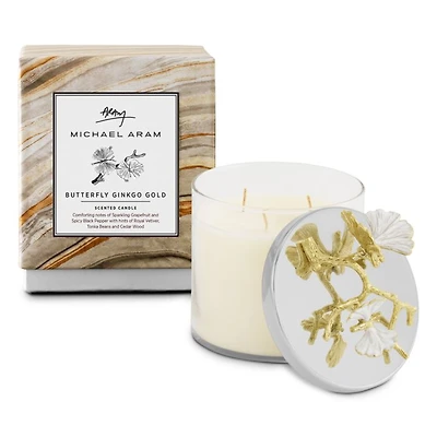 Butterfly Ginkgo Gold Candle, 13.5 oz.