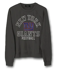 Junk Food Clothing Women's Nfl New York Giants Flocked Raglan Crew Fleece Sweatshirt