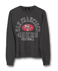 Junk Food Clothing Women's Nfl San Francisco 49ers Flocked Raglan Crew Fleece Sweatshirt