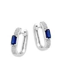 Bloomingdale's Fine Collection Blue Sapphire & Diamond Square Huggie Hoop Earrings