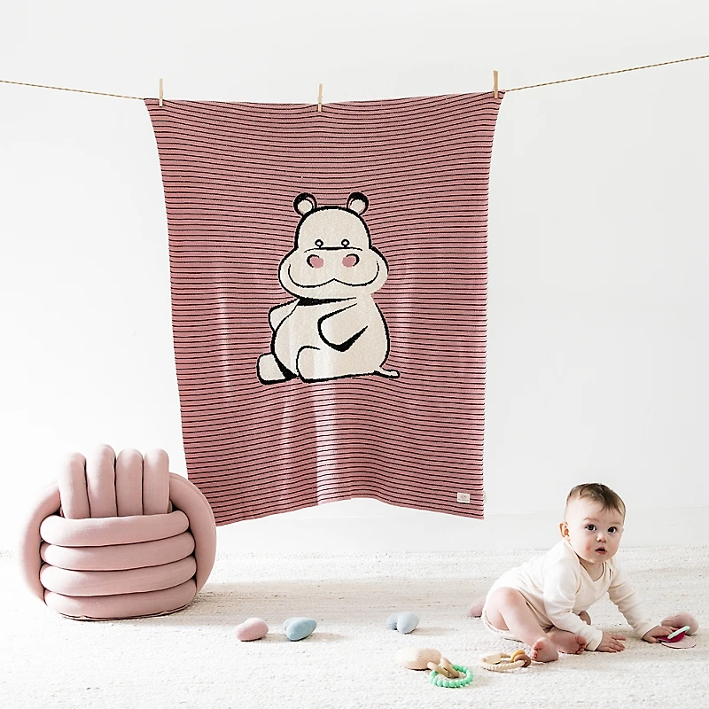 Pink Lemonade Happy Hippo Baby Blanket