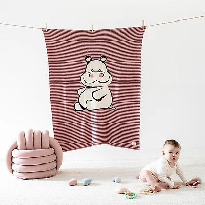 Pink Lemonade Happy Hippo Baby Blanket