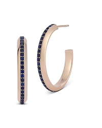 Grant 18K Rose Gold Blue Sapphire Hoop Earrings