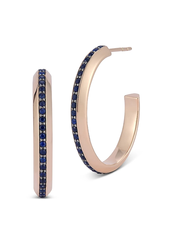 Walters Faith 18K Rose Gold Blue Sapphire Grant Hoop Earrings
