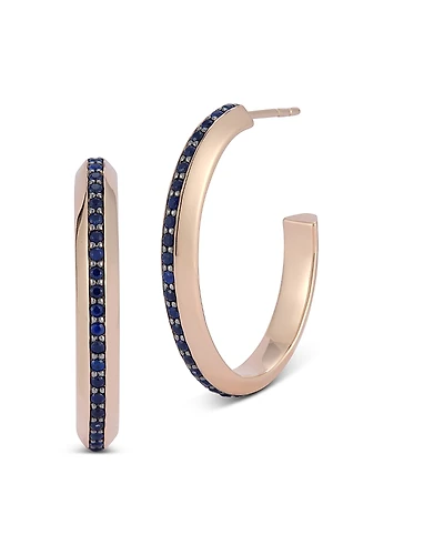 Walters Faith 18K Rose Gold Blue Sapphire Grant Hoop Earrings