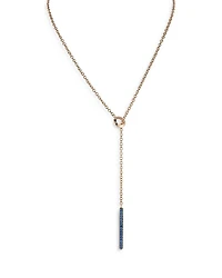 18K Rose Gold Blue Sapphire Grand  Bar Lariat Necklace, 20"
