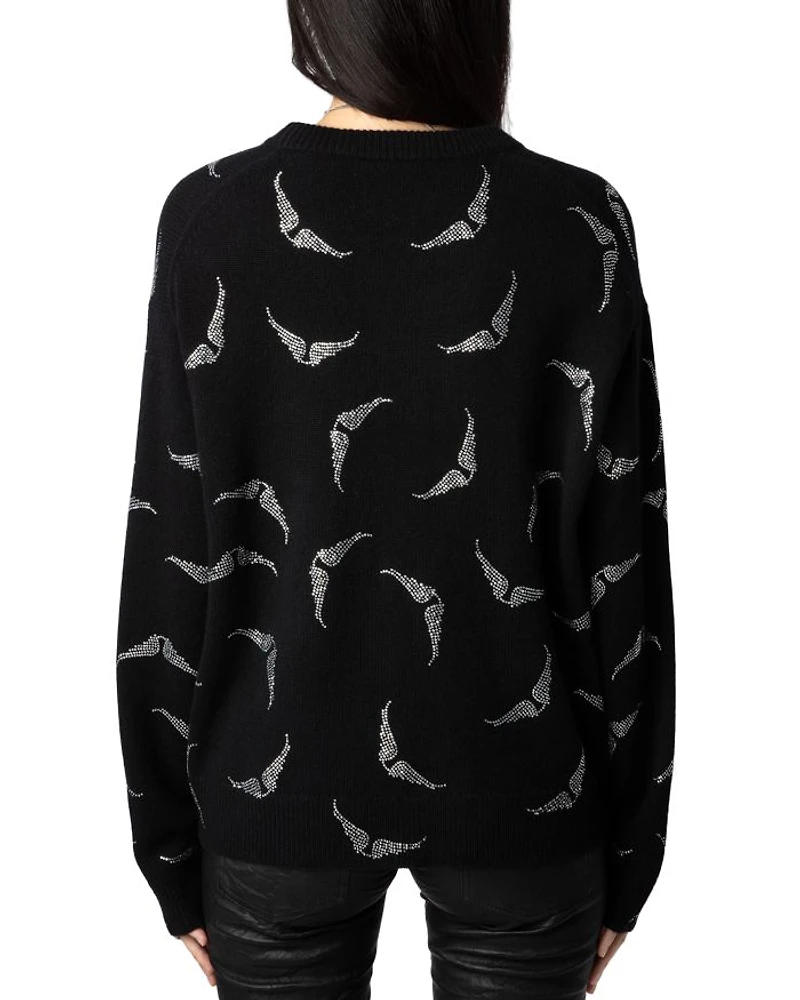 Cashmere Diamante Wings Sweater