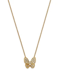 Diamond Pave Cut Butterfly Pendant Necklace in 14K Yellow Gold, 0.33 tcw