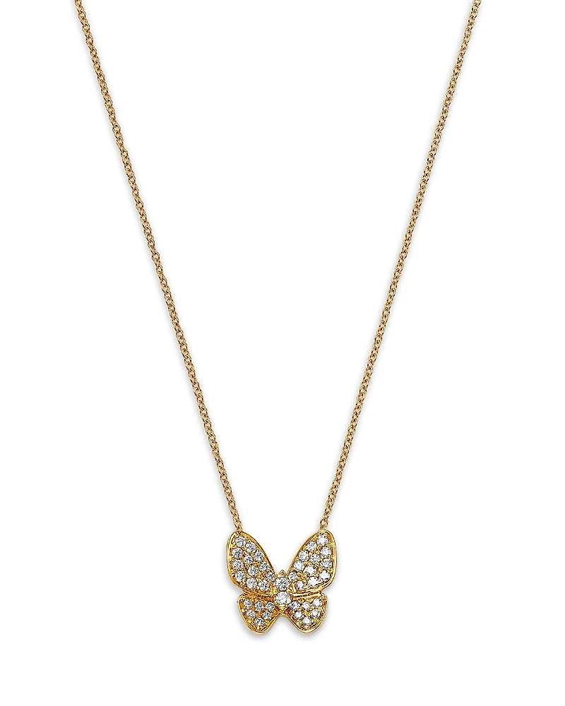 Bloomingdale's Fine Collection Diamond Pave Cut Butterfly Pendant Necklace
