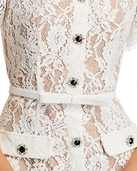 White Lace Button Midi Dress