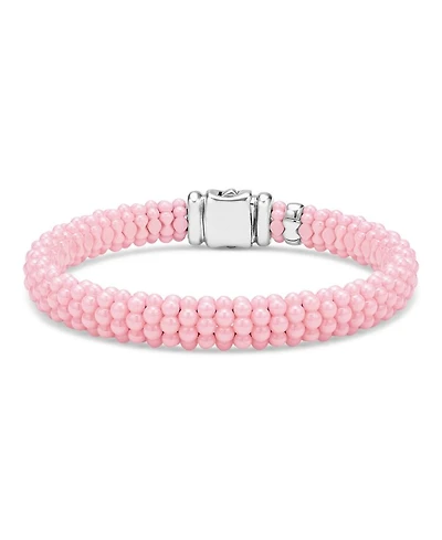 Sterling Silver Pink Caviar Ceramic Beaded Bracelet