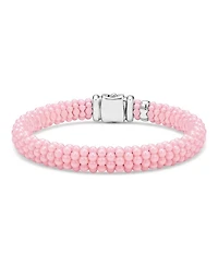 Sterling Silver Pink Caviar Ceramic Beaded Bracelet