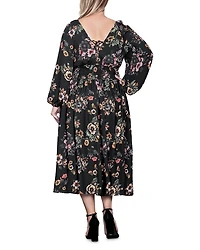 Plus Lace Up Double V Neck Dress