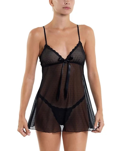 Dotted Tulle Babydoll & G String Set