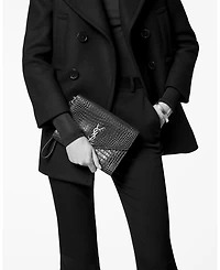 Monogram Croc Embossed Leather Clutch