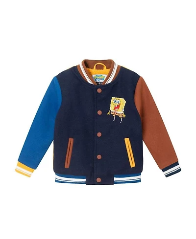 Boys' SpongeBob SquarePants x Patchwork Color-Blocked Varsity Jacket - Little Kid, Big Kid
