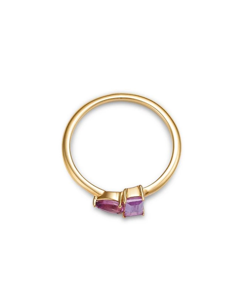 Toi Et Moi 14K Yellow Gold Pink Tourmaline & Pink Topaz Ring