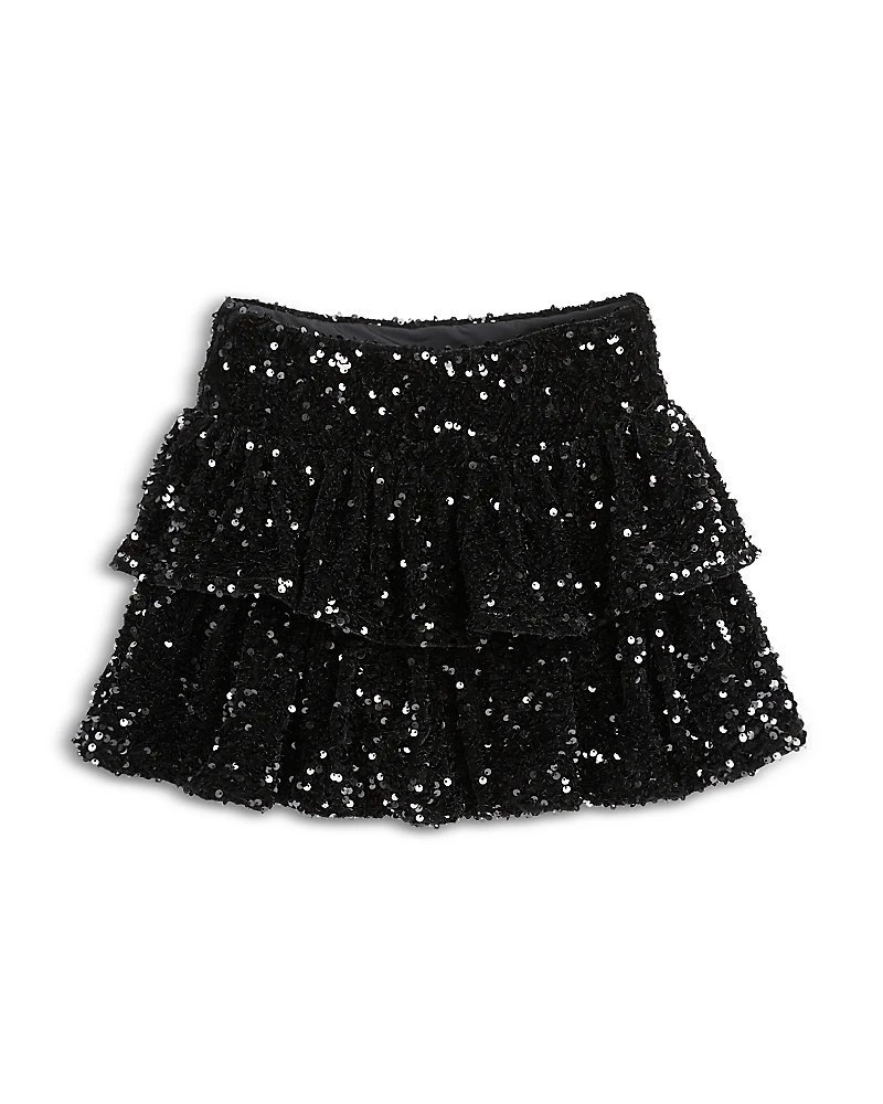 KatieJnyc Girls' Misha Tiered Sequined Skirt - Big Kid