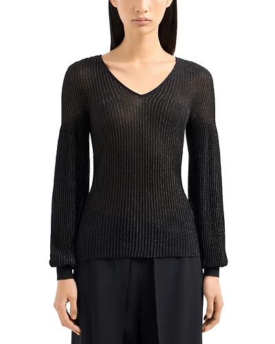 Metallic V Neck Sweater