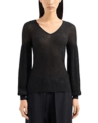 Metallic V Neck Sweater