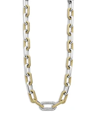 18K Yellow Gold & Silver Caviar Lux-Clip Diamond Link Necklace, 18