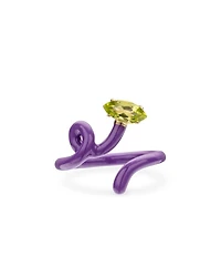 Purple Enamel Peridot Baby Vine Tendril Ring