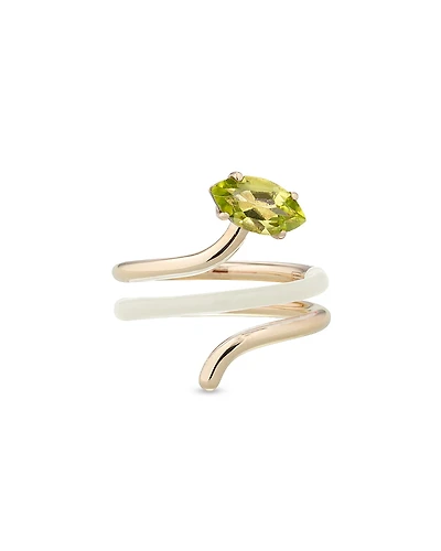 Bea Bongiasca 9K Yellow Gold You're So Vine Peridot & Enamel Coil Ring