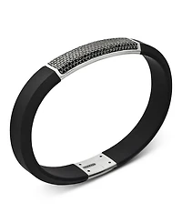 Men's Sterling Silver Streamline® Black Diamond Pavé Black Rubber Bracelet