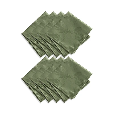 Elrene Home Fashions Elegant Woven Leaves Jacquard Damask Napkin, Set of 8
