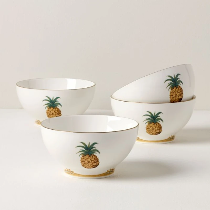 Colonial Bamboo Rice Bowls, Set of 4